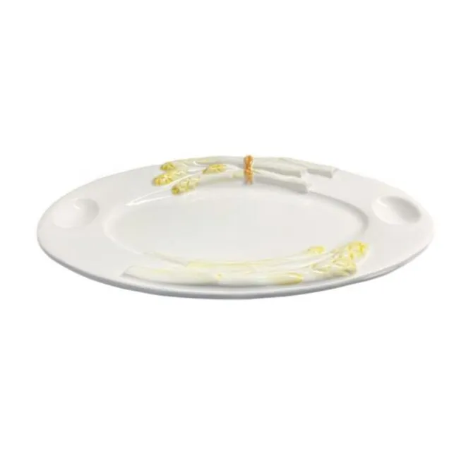 Oldenhof ovale schaal Asperges met 2 eigaten geel