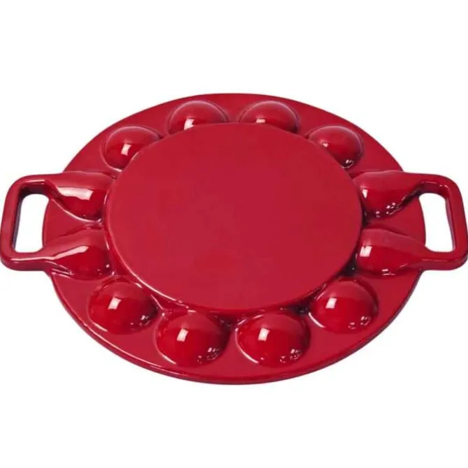 Oldenhof poffertjesplaat ø 24 cm gietijzer rood