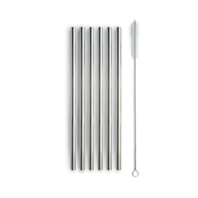 Oldenhof rietjes 21 cm met reinigingsborsteltje rvs zilver