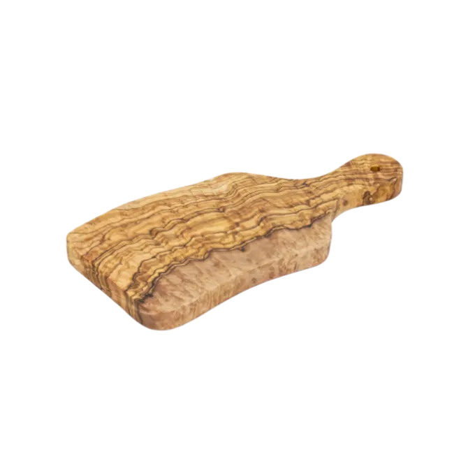 1821 Olijfhout rustieke serveerplank met greep 27 x 12 cm olijfhout