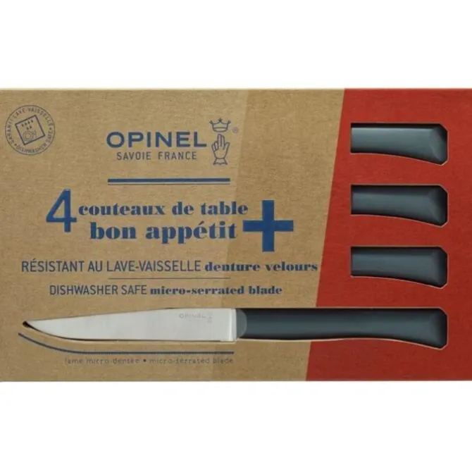 Opinel Bon Appétit + steakmes 11 cm antraciet 4 stuks