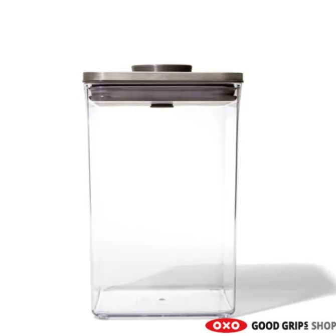 OXO Good Grips POP SteeL 2.0 voorraadpot vierkant 4,2 liter kunststof rvs