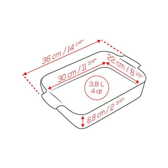 Peugeot Appolia rechthoekige ovenschaal 36 cm keramiek ecru