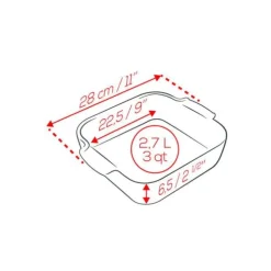 Peugeot Appolia vierkante ovenschaal 28 cm keramiek saffraangeel