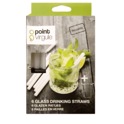 Point-Virgule cocktailrietjes 14 cm glas wit 7-delig