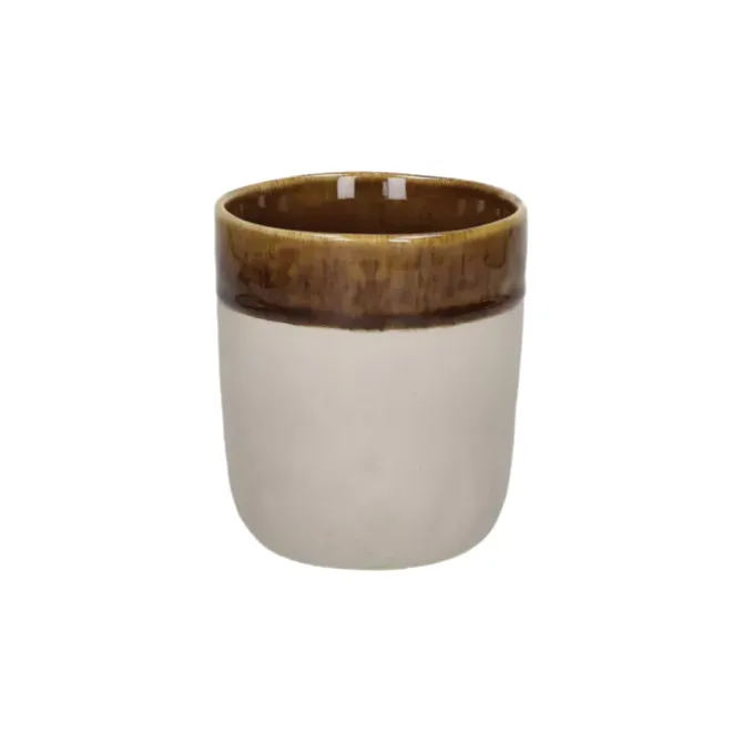 Pomax Spiro theebeker ø 8 cm aardewerk bruin met wit