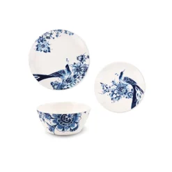 Royal Delft Peacock Symphony serviesset aardewerk 3-delig