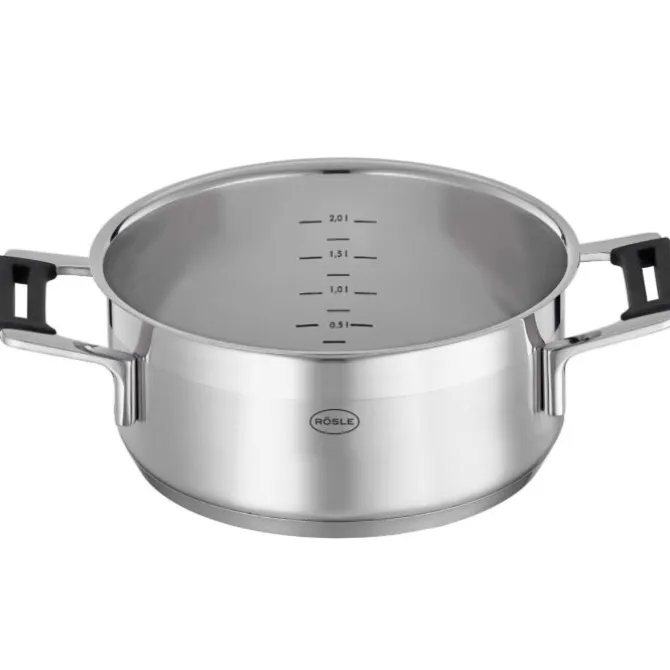 Rösle Silence Pro lage kookpan met glasdeksel ø 20 cm rvs
