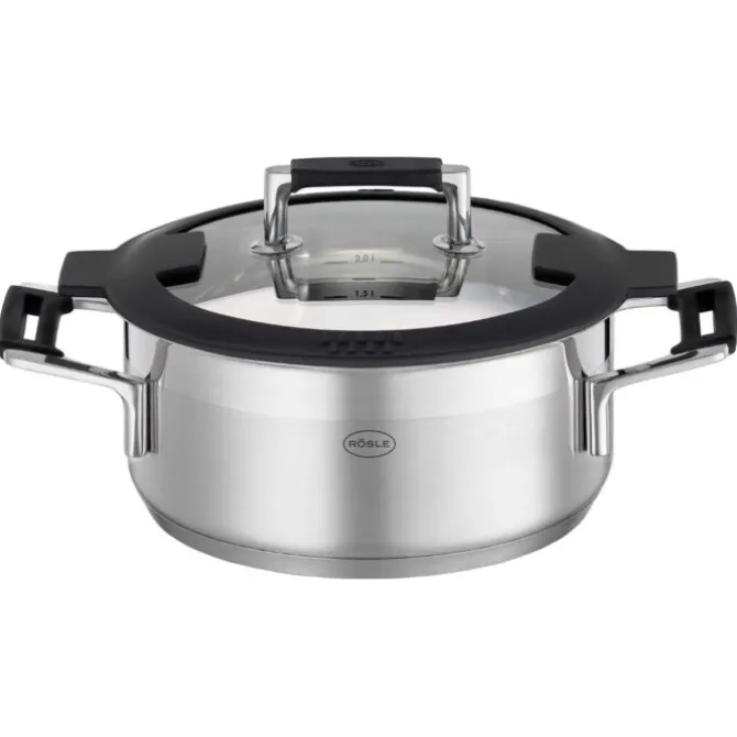 Rösle Silence Pro lage kookpan met glasdeksel ø 20 cm rvs