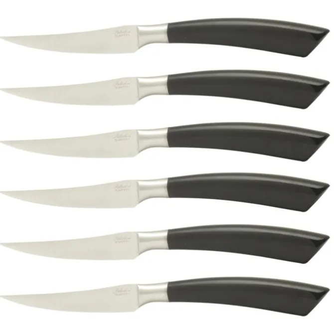 Saladini steakmes 10 cm buffelhoorn 6 stuks