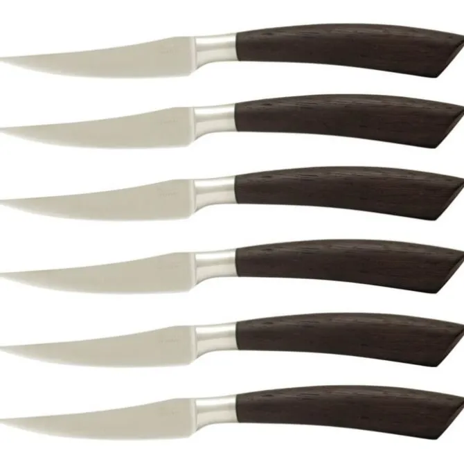 Saladini steakmes 10 cm wengéhout 6 stuks
