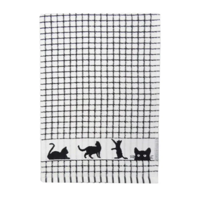 Samuel Lamont Poli-dri theedoek jacquard Black / Cats