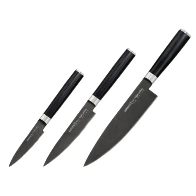 Samura MO-V Stonewash messenset AUS-8 staal 3-delig