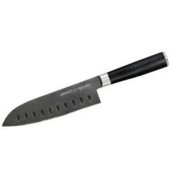 Samura MO-V Stonewash Santoku met kuiltjes 18 cm AUS-8 staal