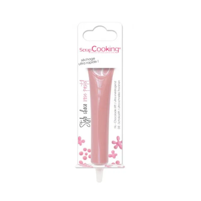 ScrapCooking chocolade decoratiepen 25 gram pastelroze