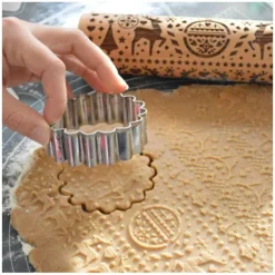 ScrapCooking Kerstmis reliëf deegroller 39 cm hout