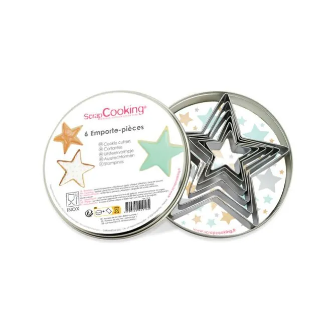 Scrapcooking Ster koekjes uitsteekvorm 6-delig in blik