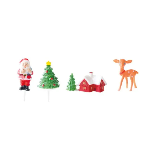 Scrapcooking taartdecoraties kerstfiguren 4 delig kunststof