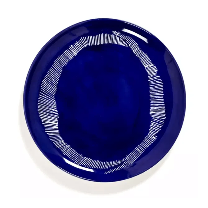 Serax Feast by Ottolenghi bord L ø 26 cm h 2 cm aardewerk Lapis Lazuli + Swirl-Stripes White