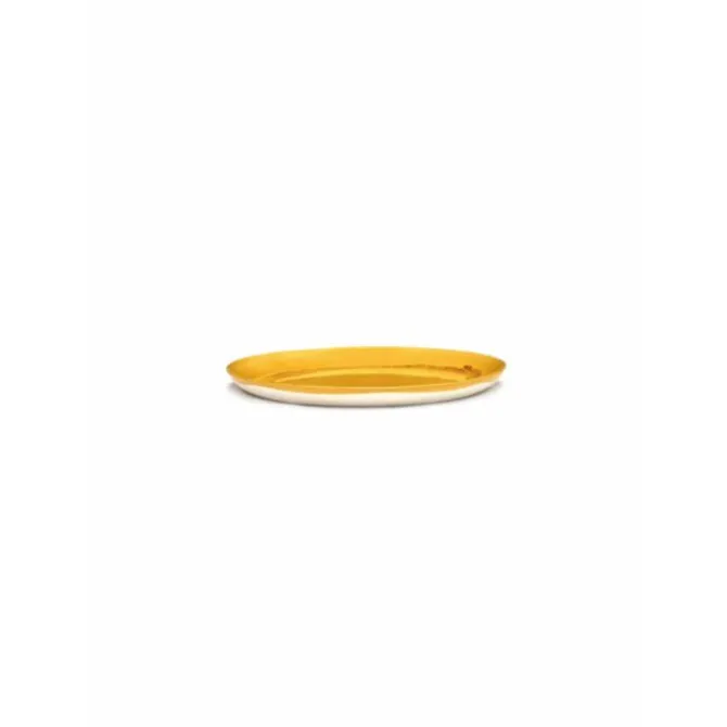 Serax Feast by Ottolenghi bord L ø 26 cm h 2 cm aardewerk Sunny Yellow + Swirl-Stripes Red