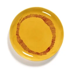 Serax Feast by Ottolenghi bord L ø 26 cm h 2 cm aardewerk Sunny Yellow + Swirl-Stripes Red