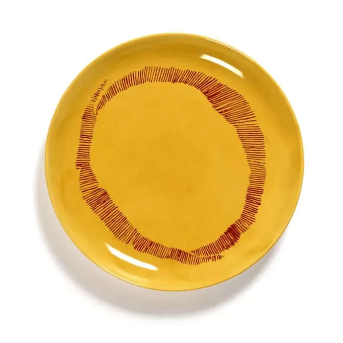 Serax Feast by Ottolenghi bord L ø 26 cm h 2 cm aardewerk Sunny Yellow + Swirl-Stripes Red
