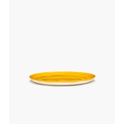 Serax Feast by Ottolenghi bord L ø 26 cm h 2 cm aardewerk Sunny Yellow + Swirl-Dots Black