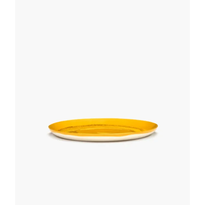Serax Feast by Ottolenghi bord L ø 26 cm h 2 cm aardewerk Sunny Yellow + Swirl-Dots Black