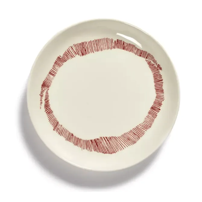 Serax Feast by Ottolenghi bord XS ø 16 cm h 2 cm aardewerk White + Swirl-Stripes Red