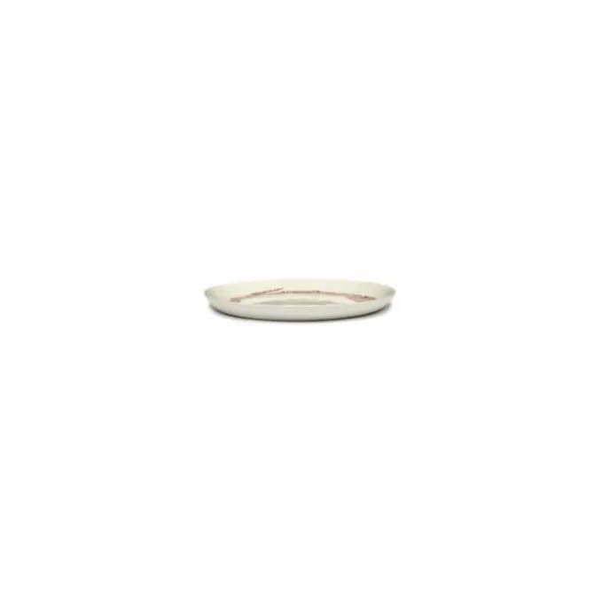 Serax Feast by Ottolenghi bord M ø 22 cm h 2 cm aardewerk White + Swirl-Stripes Red