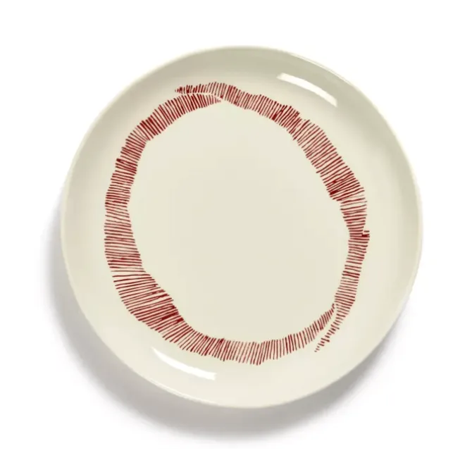 Serax Feast by Ottolenghi bord M ø 22 cm h 2 cm aardewerk White + Swirl-Stripes Red