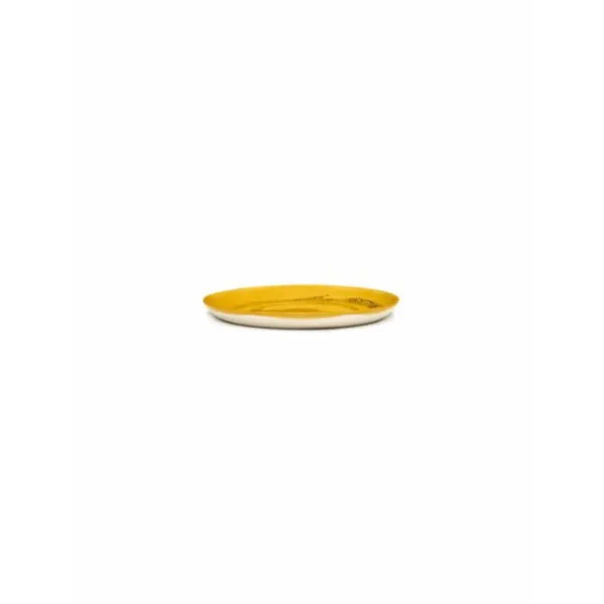 Serax Feast by Ottolenghi bord M ø 22 cm h 2 cm aardewerk Sunny Yellow + Swirl-Dots Black
