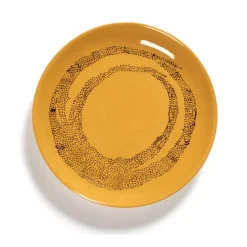 Serax Feast by Ottolenghi bord XS ø 16 cm h 2 cm aardewerk Sunny Yellow + Swirl-Dots Black