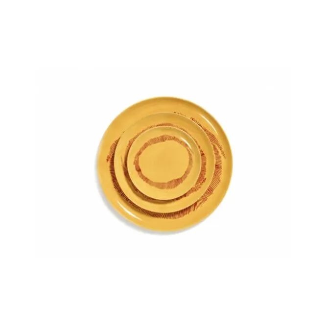 Serax Feast by Ottolenghi bord S ø 19 cm h 2 cm aardewerk Sunny Yellow + Swirl-Stripes Red