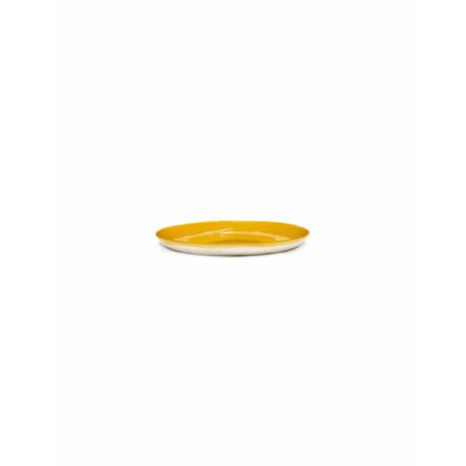 Serax Feast by Ottolenghi bord M ø 22 cm h 2 cm aardewerk Sunny Yellow + Swirl-Stripes White