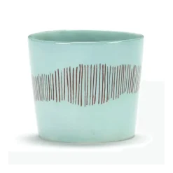Serax Feast by Ottolenghi espressokop 150 ml aardewerk Azure + Swirl-Stripes Red