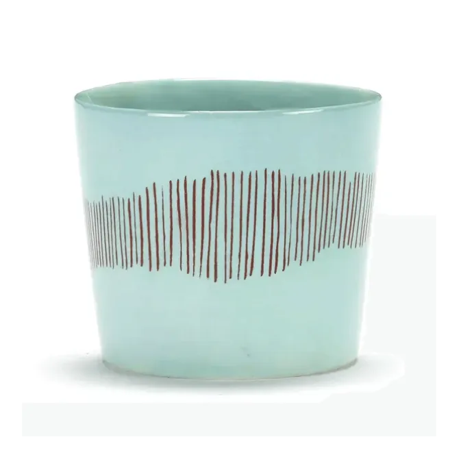 Serax Feast by Ottolenghi espressokop 150 ml aardewerk Azure + Swirl-Stripes Red
