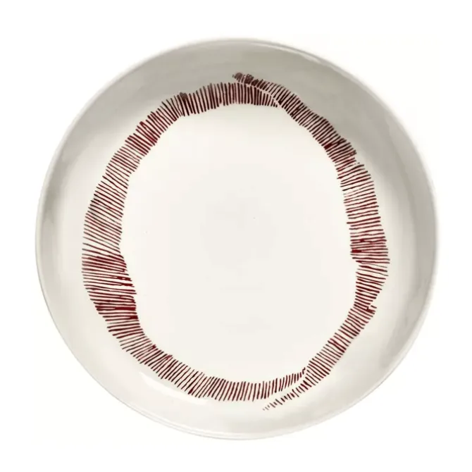 Serax Feast by Ottolenghi hoog bord ø 22 cm h 4 cm aardewerk White + Swirl-Stripes Red