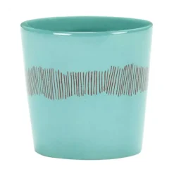 Serax Feast by Ottolenghi koffiekop 250 ml aardewerk Azure + Swirl-Stripes Red