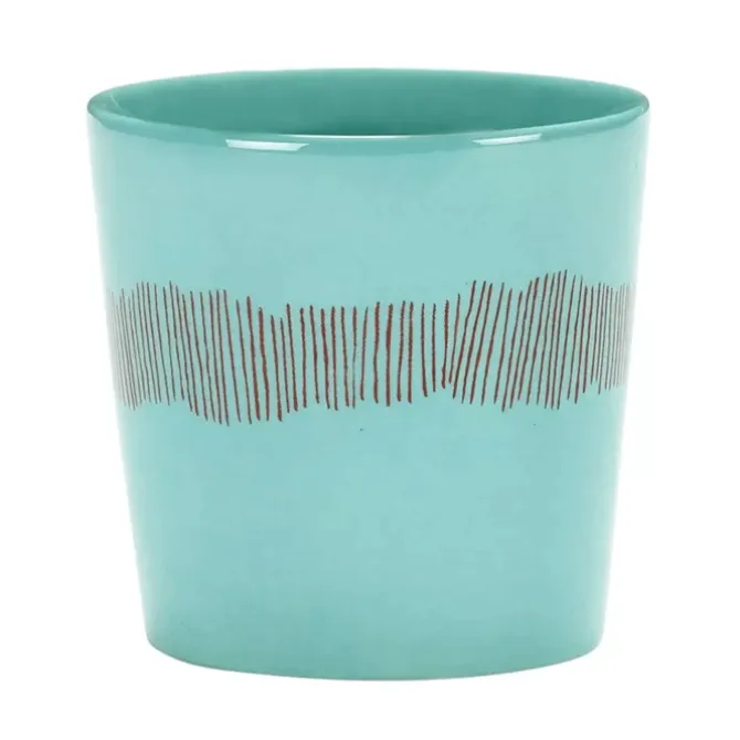 Serax Feast by Ottolenghi koffiekop 250 ml aardewerk Azure + Swirl-Stripes Red