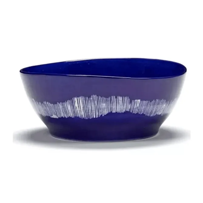 Serax Feast by Ottolenghi kom L ø 17 cm h 7 cm aardewerk Lapis Lazuli + Swirl-Stripes White