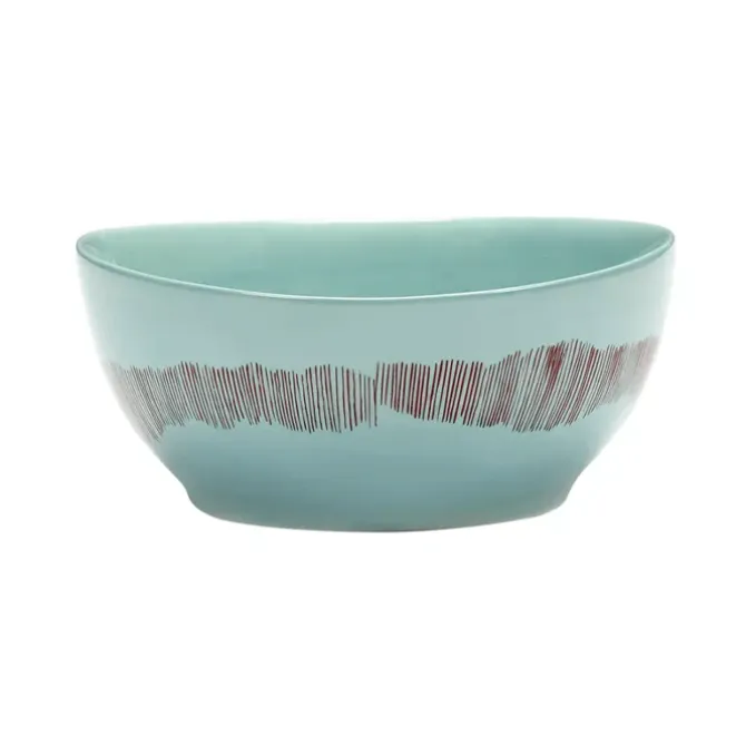 Serax Feast by Ottolenghi kom S ø 15 cm h 7 cm aardewerk Azure + Swirl-Stripes Red