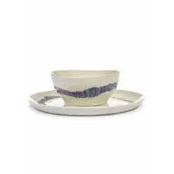 Serax Feast by Ottolenghi kom S ø 15 cm h 7 cm aardewerk White + Swirl-Stripes Blue