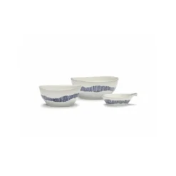 Serax Feast by Ottolenghi kom S ø 15 cm h 7 cm aardewerk White + Swirl-Stripes Blue