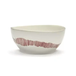 Serax Feast by Ottolenghi kom S ø 15 cm h 7 cm aardewerk White + Swirl-Stripes Red
