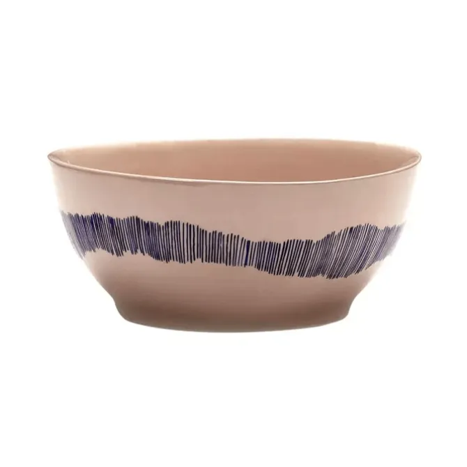 Serax Feast by Ottolenghi kom S ø 15 cm h 7 cm aardewerk Delicious Pink + Swirl-Stripes Blue