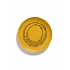 Serax Feast by Ottolenghi serveerschaal M ø 34 cm h 4 cm aardewerk Sunny Yellow + Swirl Dots Black