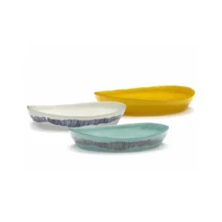 Serax Feast by Ottolenghi serveerschaal S ø 30 cm h 6 cm aardewerk White + Swirl Stripes Blue