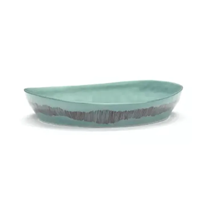 Serax Feast by Ottolenghi serveerschaal L ø 35 cm h 6 cm aardewerk Azure + Swirl Stripes Red