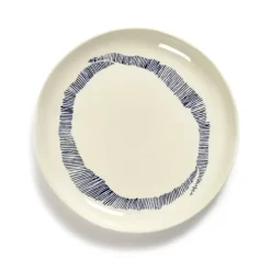 Serax Feast by Ottolenghi serveerbord ø 35 cm h 2 cm aardewerk White + Swirl Stripes Blue